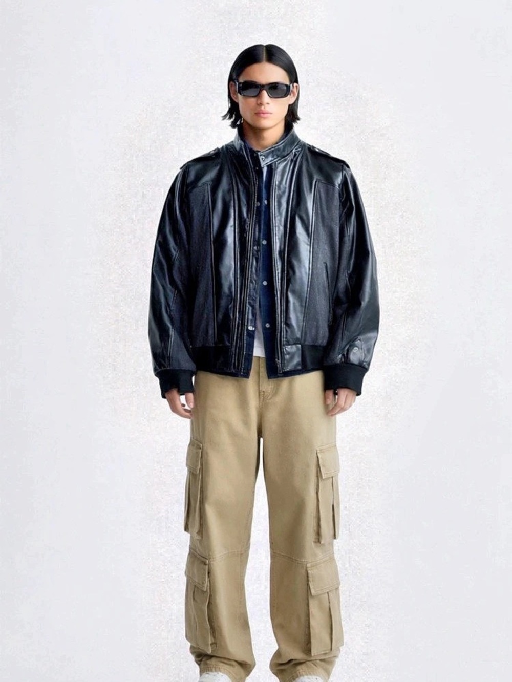 ROBERT
PHILLIPE Black Bomber Jacket Sz XL